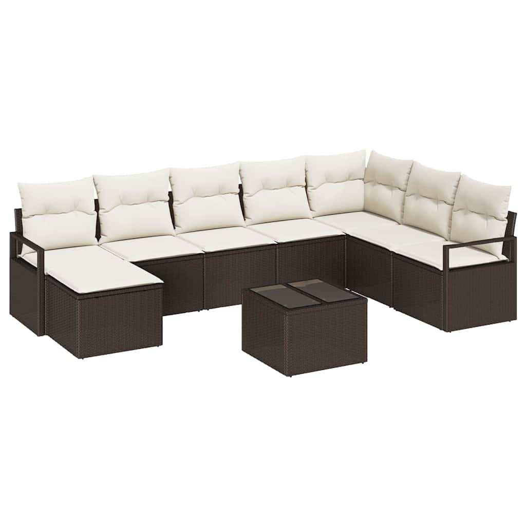 vidaXL Kanapé Szett párnával 9 pcs Barna polirattan