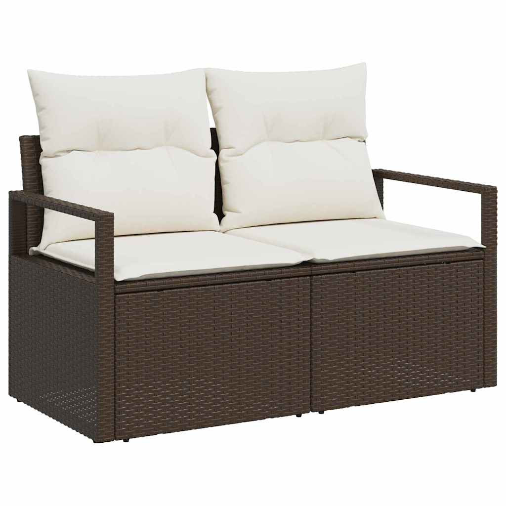 vidaXL Kanapé Szett párnával 9 pcs Barna polirattan