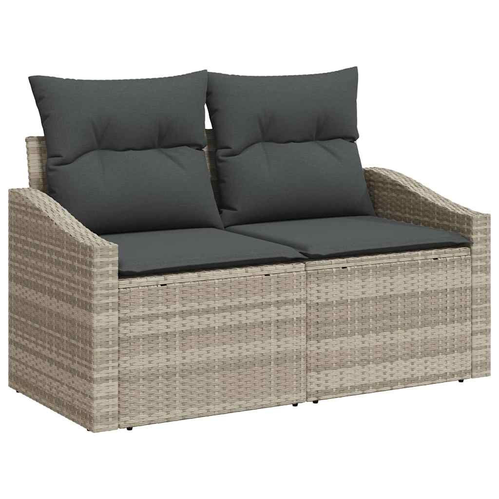 Kanapé Szett párnával 4 pcs Világosszürke polirattan