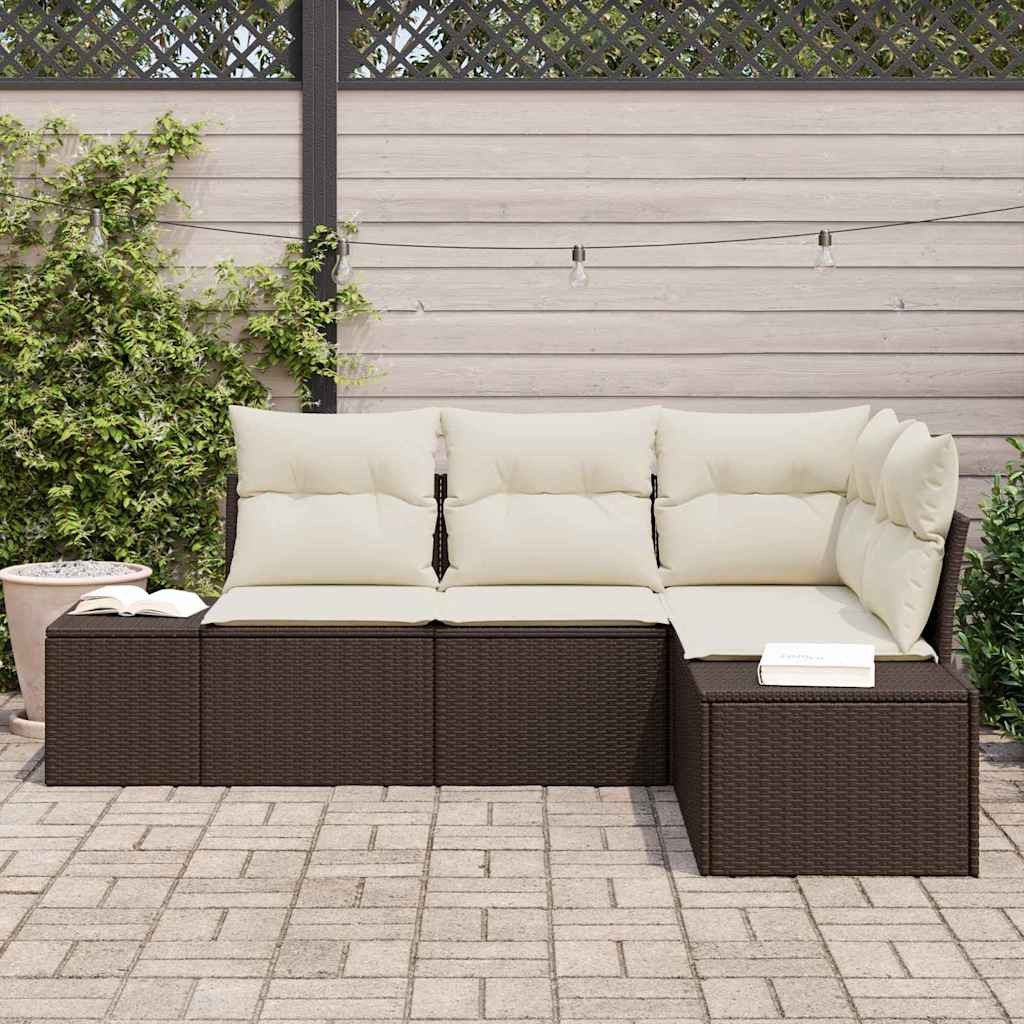 Kerti Kanapé Szett 4 pcs Barna polirattan