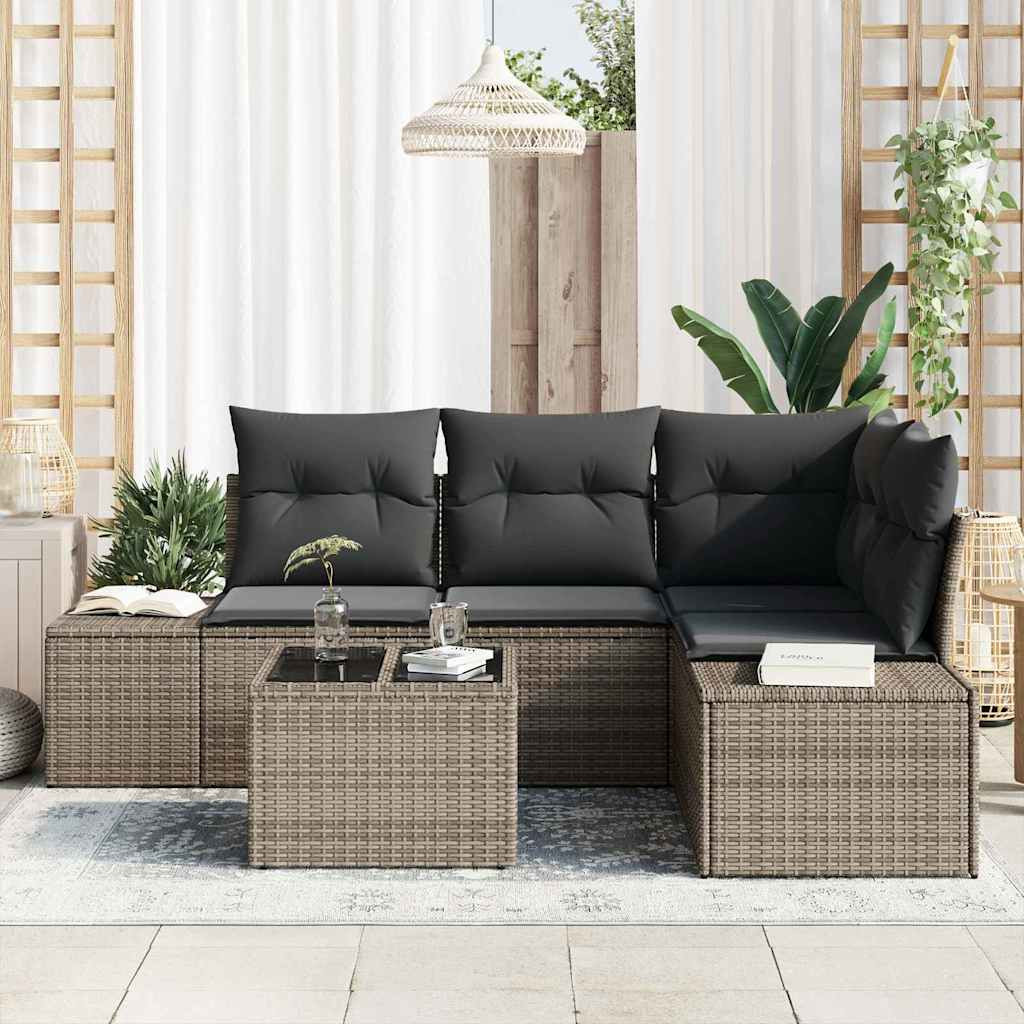 Kerti Kanapé Szett 5 pcs Szürke polirattan