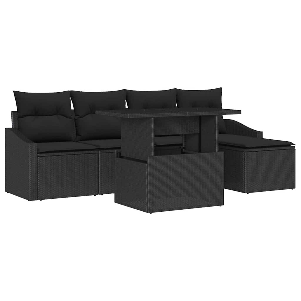 Kerti Kanapé Szett párnával 6 pcs Fekete