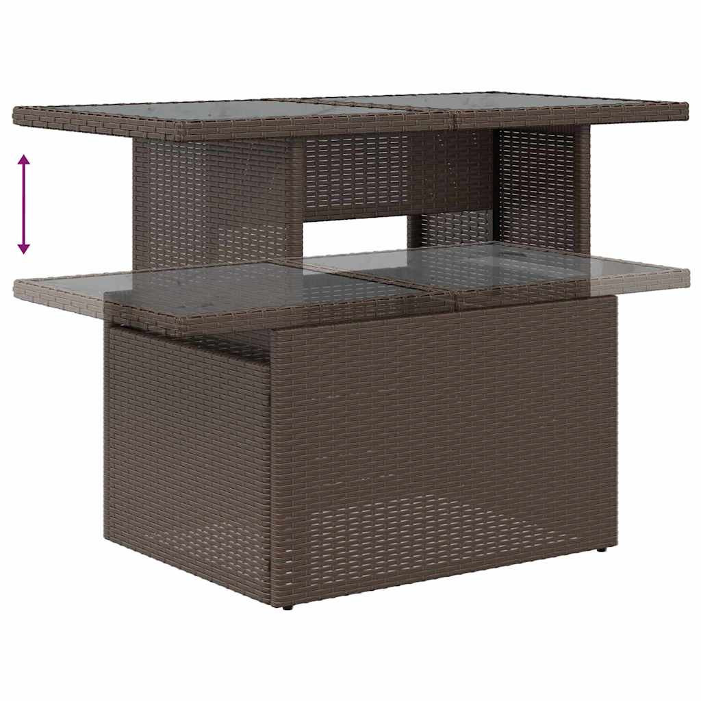 Kanapé Szett párnával 10 pcs Barna és Krém polirattan