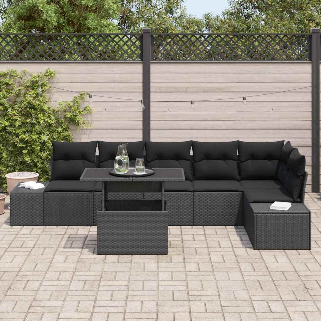 Kerti Kanapé Szett párnával tárolóval 7 pcs Fekete
