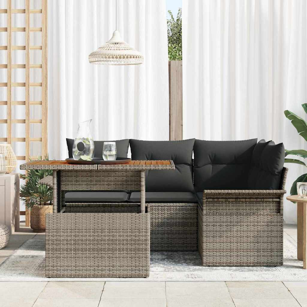 vidaXL Kerti Kanapé Szett párnával 5 pcs Szürke
