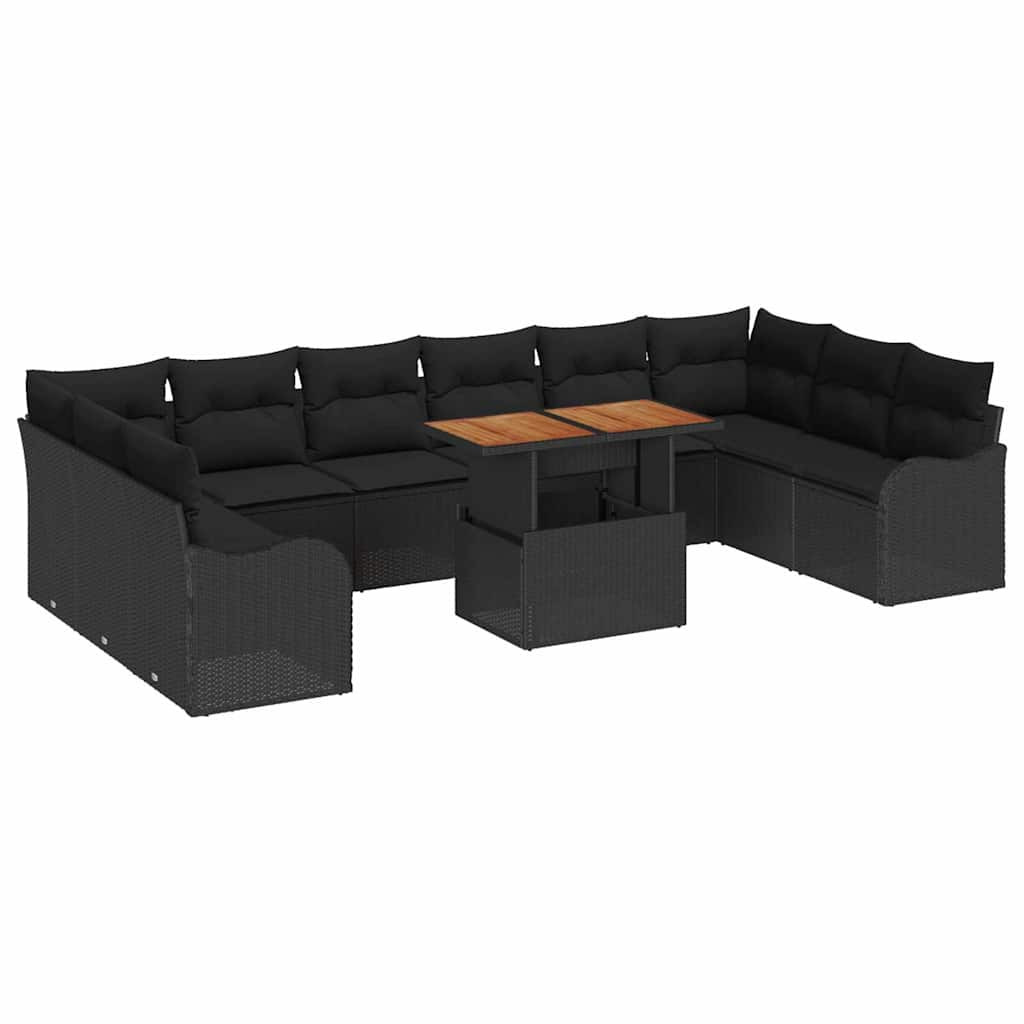 vidaXL Kerti Kanapé Szett párnával 11 pcs Fekete