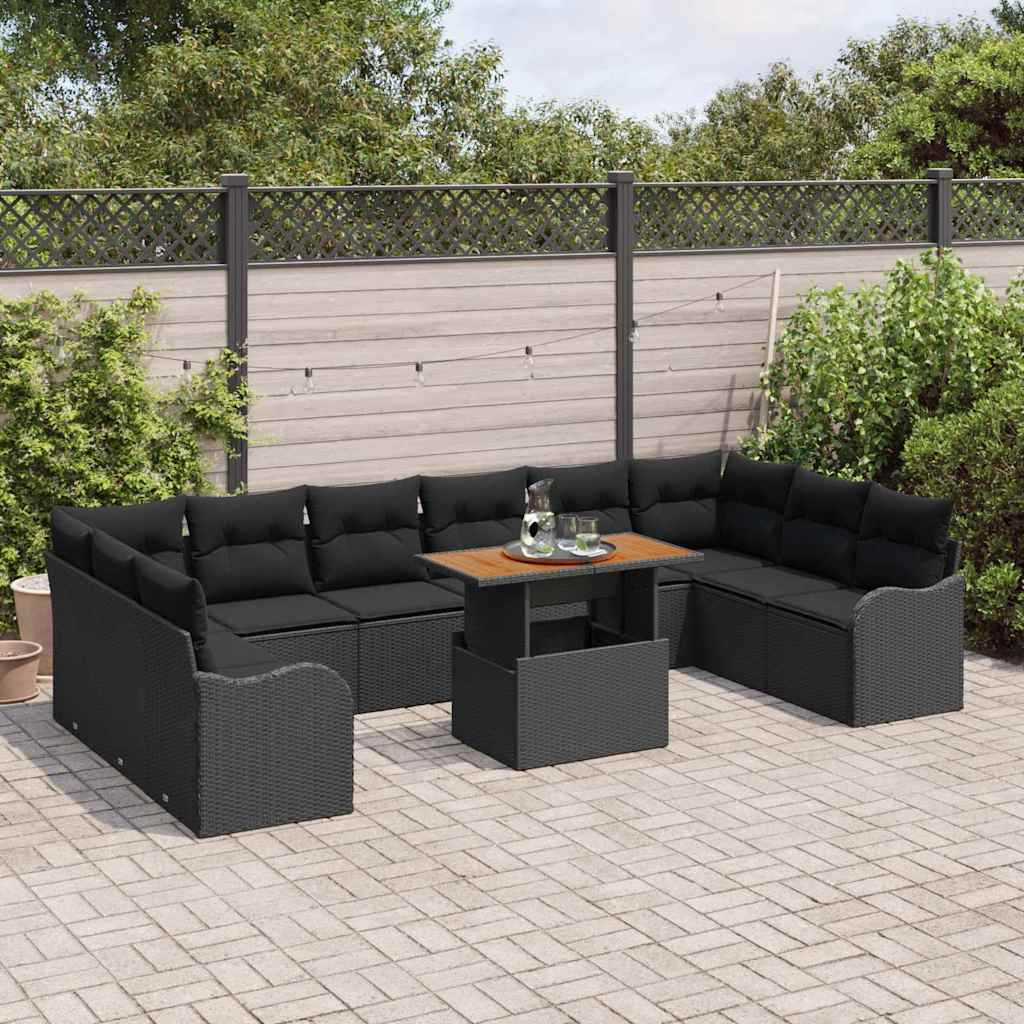 vidaXL Kerti Kanapé Szett párnával 11 pcs Fekete