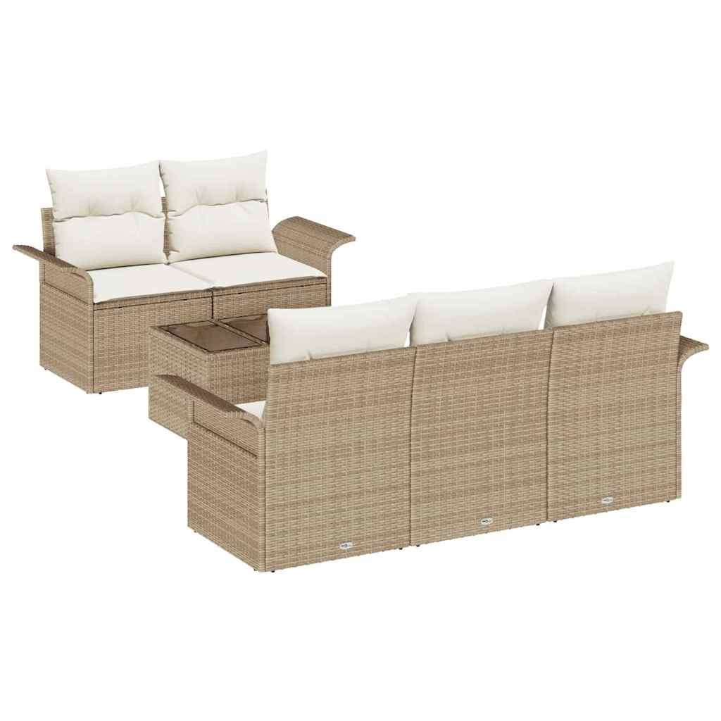 Kerti Kanapé Szett párnával tárolóval 6 pcs Beige és krém