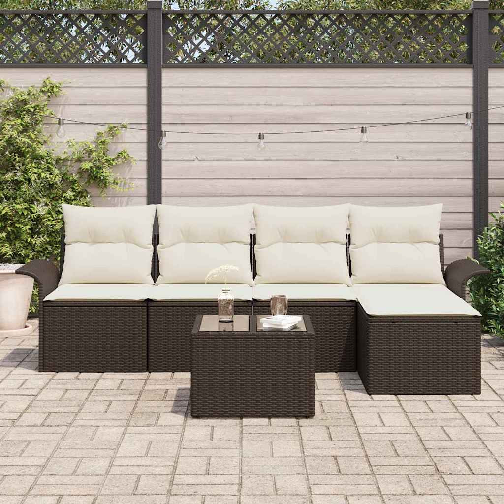 Kerti Kanapé Szett párnával tárolóval 6 pcs Barna Poli rattan