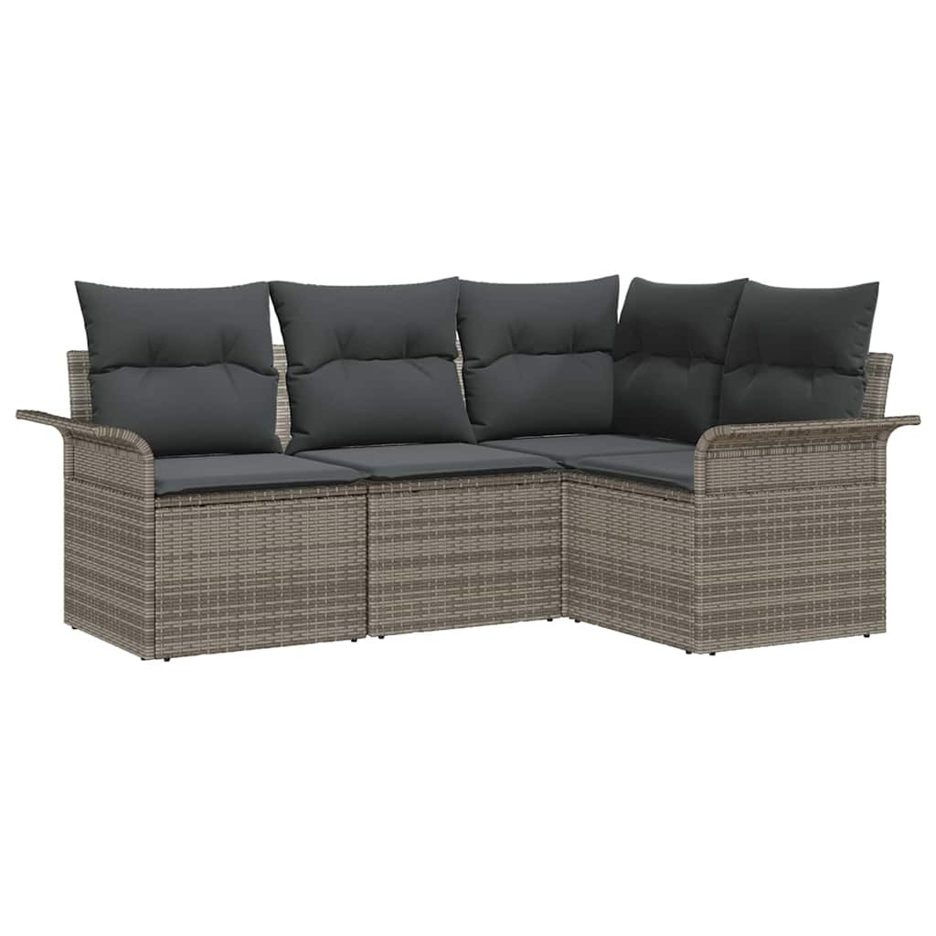 Kerti Kanapé Szett tárolóval 4 pcs Szürke polirattan