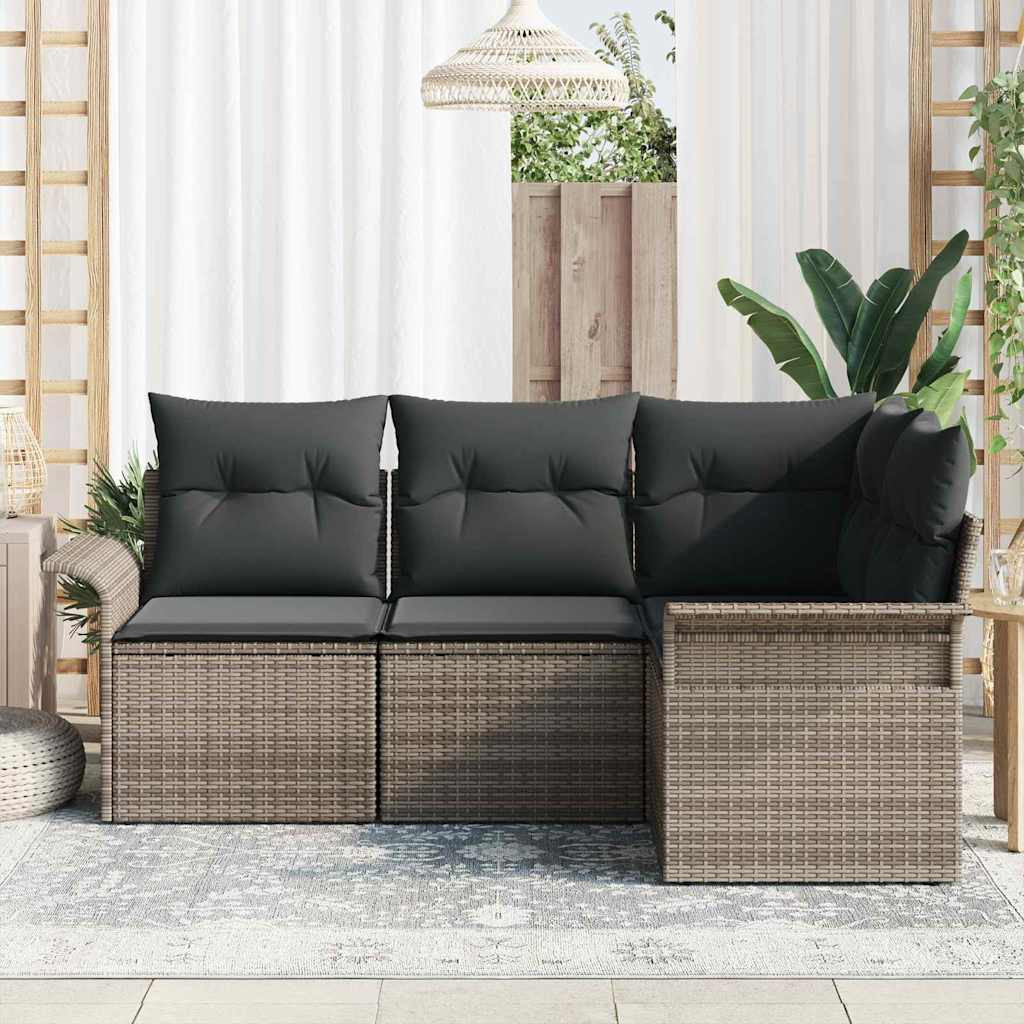 Kerti Kanapé Szett tárolóval 4 pcs Szürke polirattan
