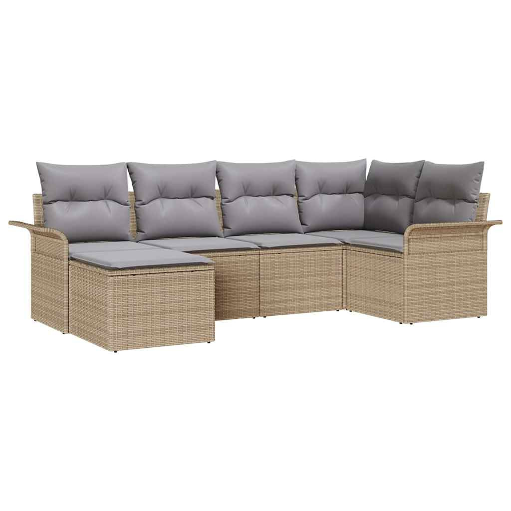 Kerti Kanapé Szett tárolóval 6 pcs Bézs polirattan