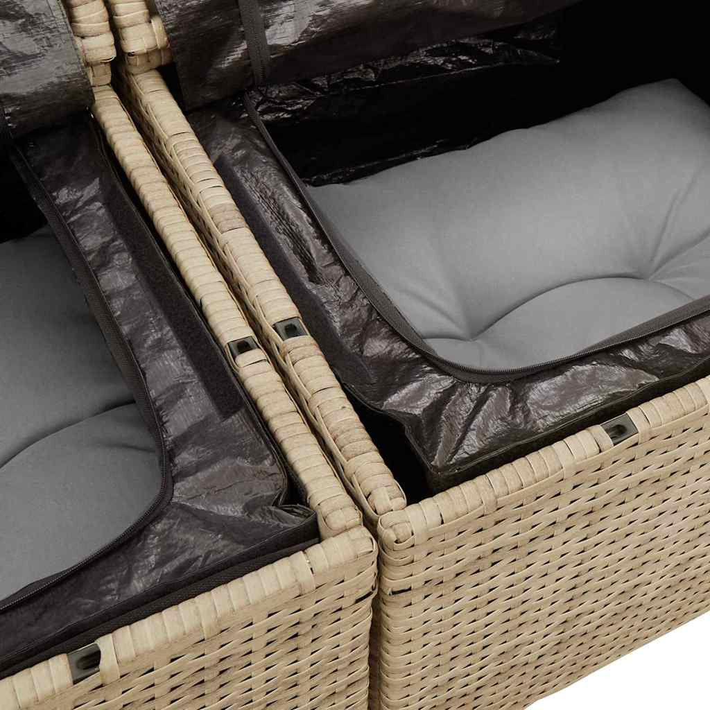 Kerti Kanapé Szett tárolóval 6 pcs Bézs polirattan
