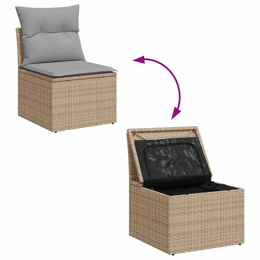 Kerti Kanapé Szett tárolóval 6 pcs Bézs polirattan