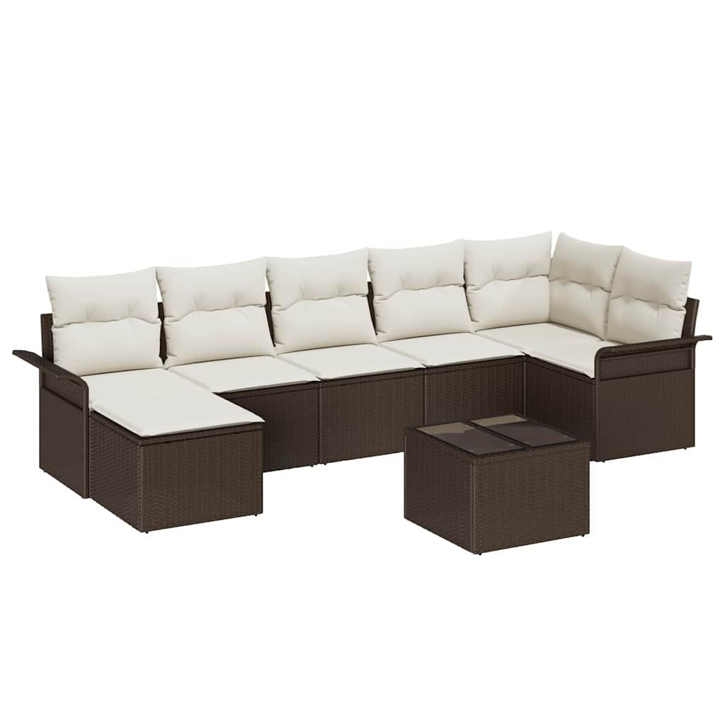 Kerti Kanapé Szett párnával tárolóval 8 pcs Barna Poli rattan
