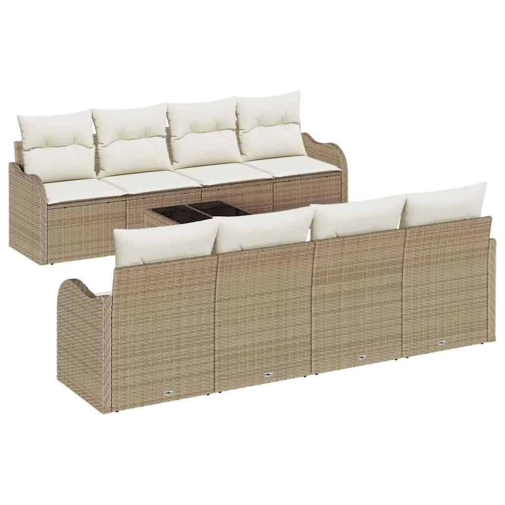 vidaXL Kerti Kanapé Szett párnával tárolóval 9 pcs Beige és krém