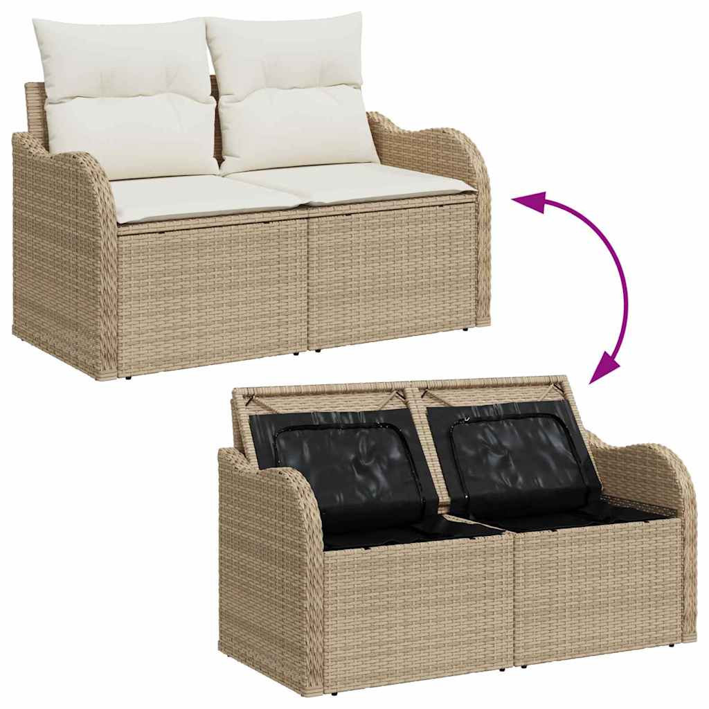Kerti Kanapé Szett párnával 9 pcs Beige, fehér Poli rattan