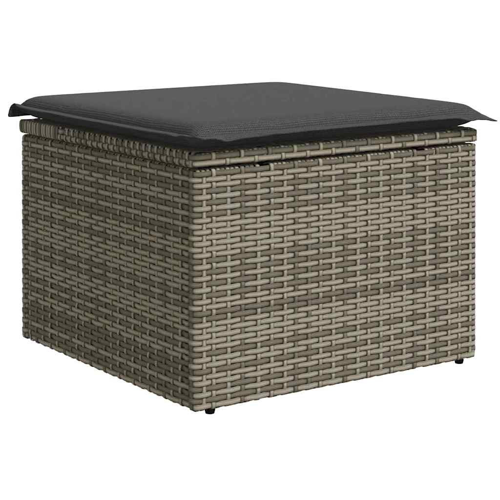 Kanapé Szett párnával tárolóval 4 pcs Szürke polirattan
