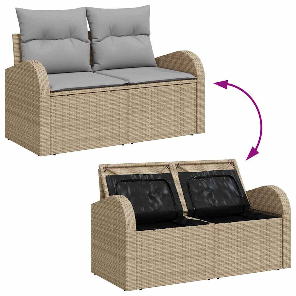 Kerti Kanapé Szett 4 pcs bézs és világosszürke Poli rattan