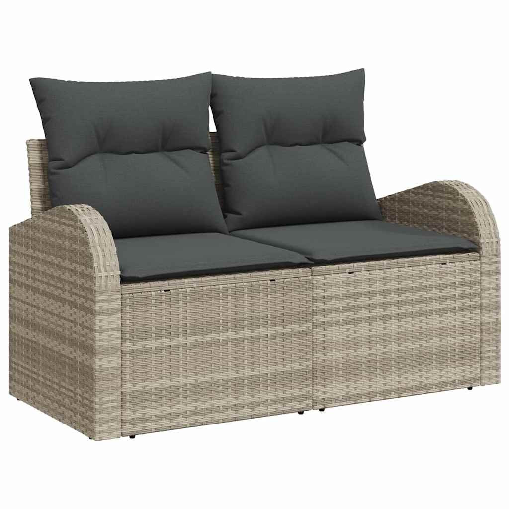 Kanapé Szett párnával tárolóval 4 pcs Világosszürke polirattan