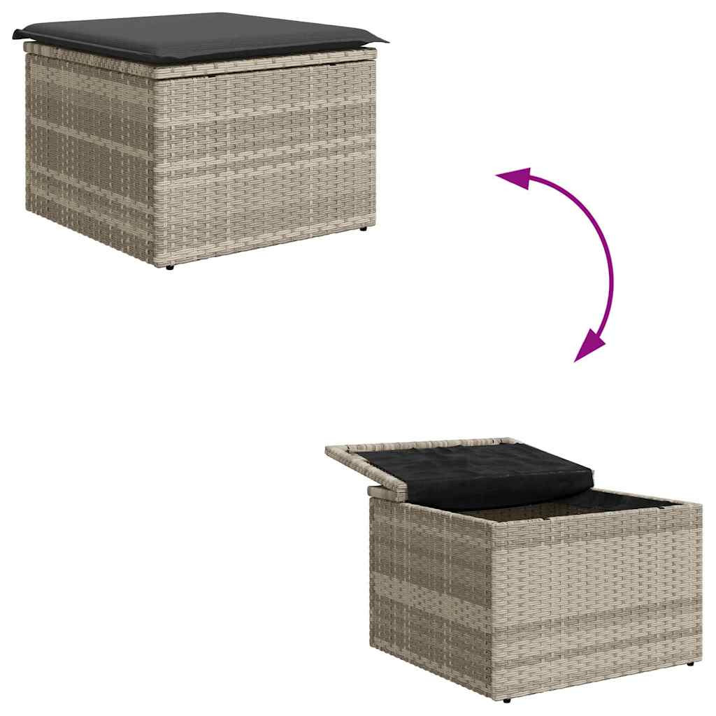 Kanapé Szett párnával tárolóval 4 pcs Világosszürke polirattan