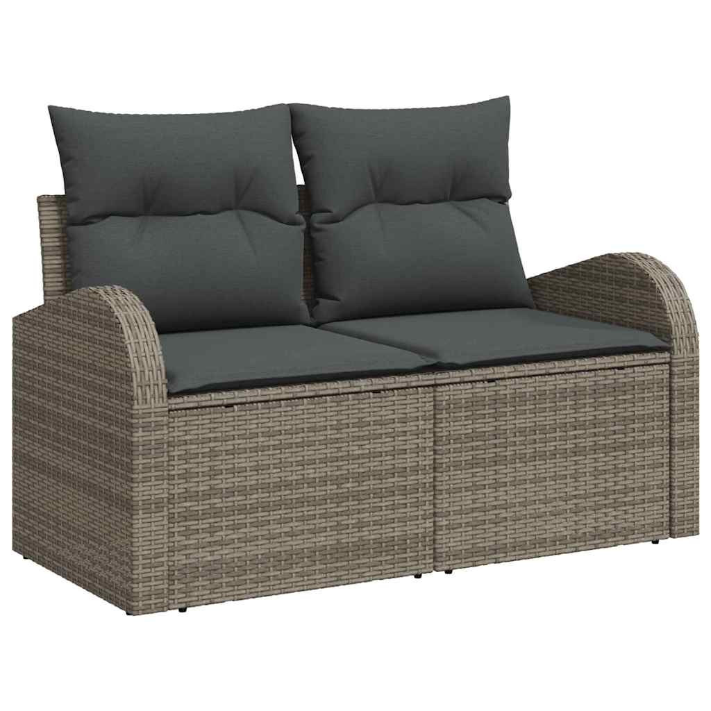 Kanapé Szett párnával tárolóval 6 pcs Szürke polirattan
