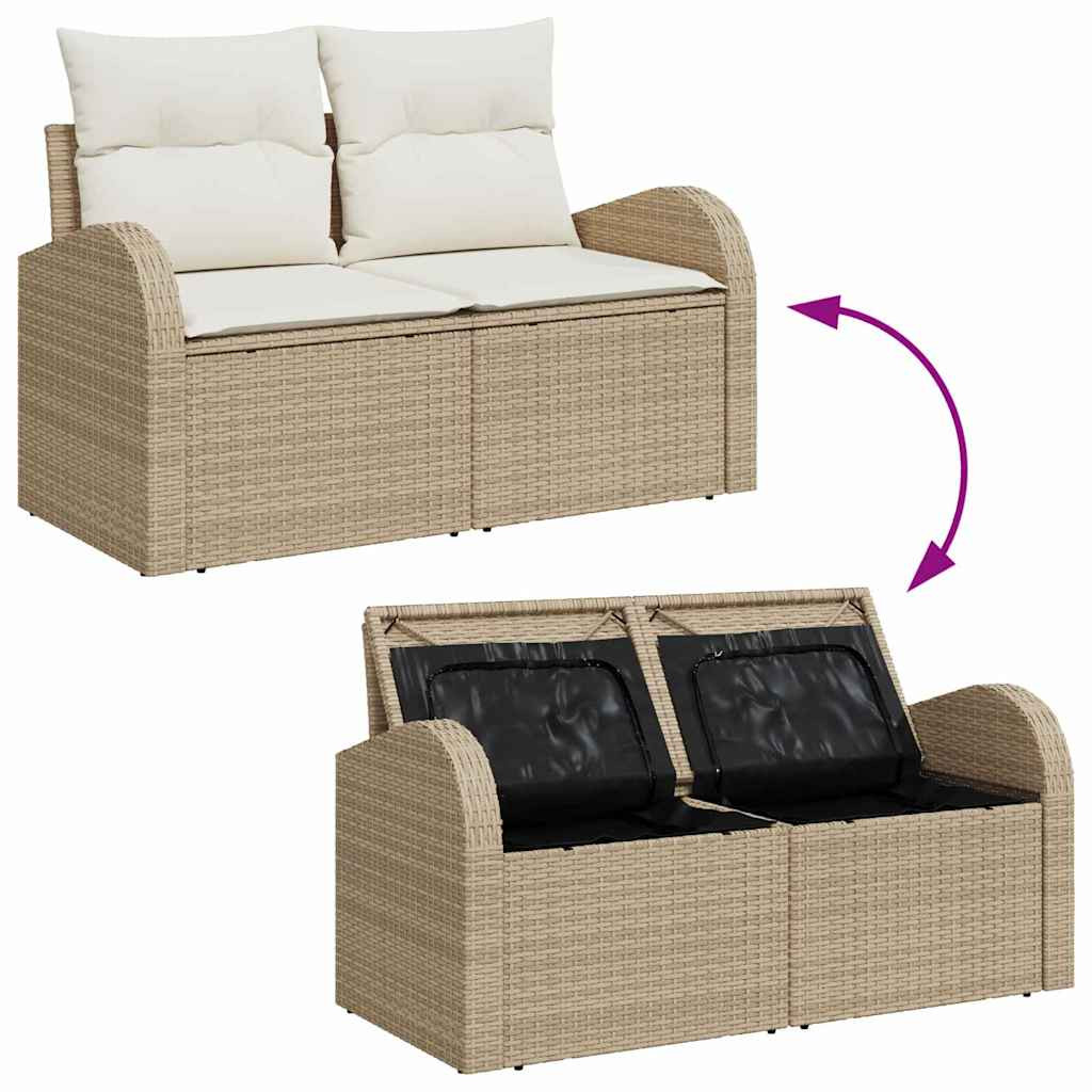 Kerti Kanapé Szett párnával 5 pcs Beige és Fehér polirattan
