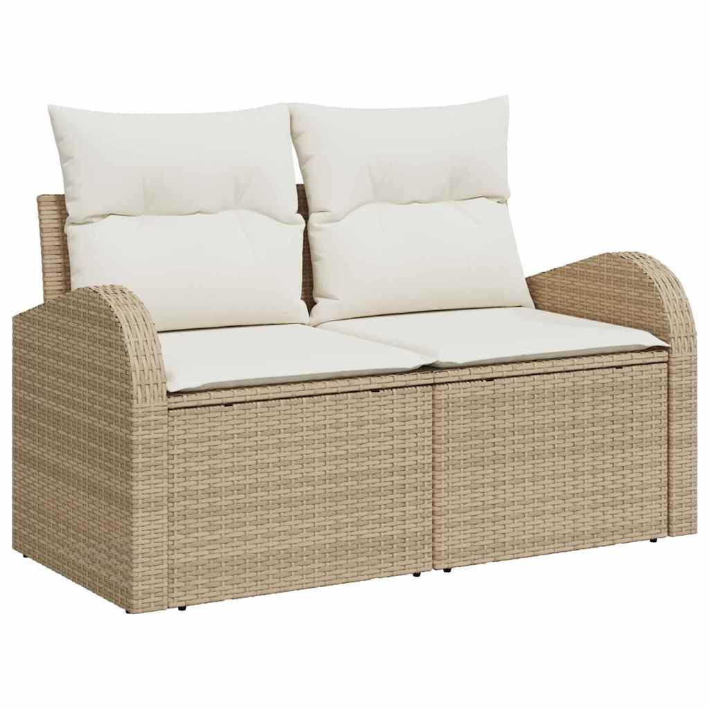 Kerti Kanapé Szett párnával 8 pcs Beige és Fehér polirattan