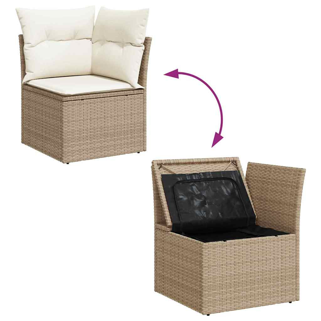 Kerti Kanapé Szett párnával 8 pcs Beige és Fehér polirattan