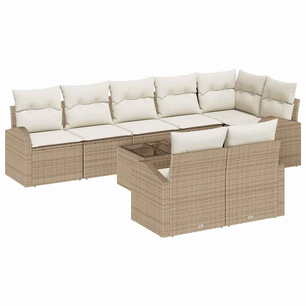 Kanapé Szett párnával tárolóval 9 pcs Beige és Fehér polirattan