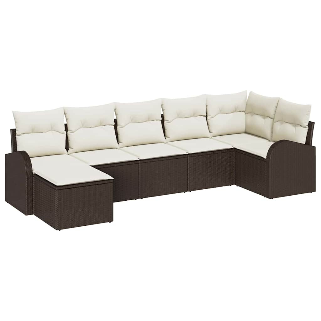 vidaXL Kanapé Szett párnával tárolóval 7 pcs Barna polirattan vidaXL Kanapé Szett párnával tárolóval 7 pcs Barna polirattan