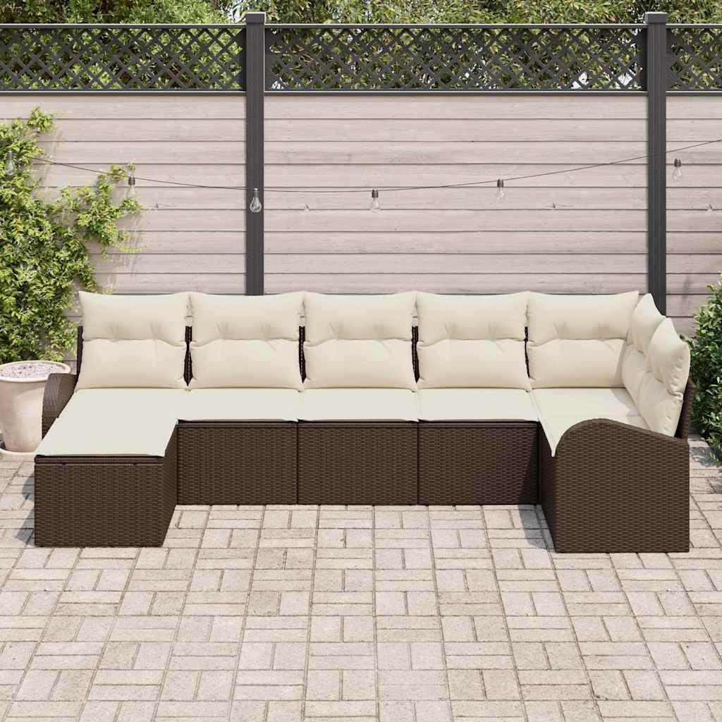 vidaXL Kanapé Szett párnával tárolóval 7 pcs Barna polirattan vidaXL Kanapé Szett párnával tárolóval 7 pcs Barna polirattan