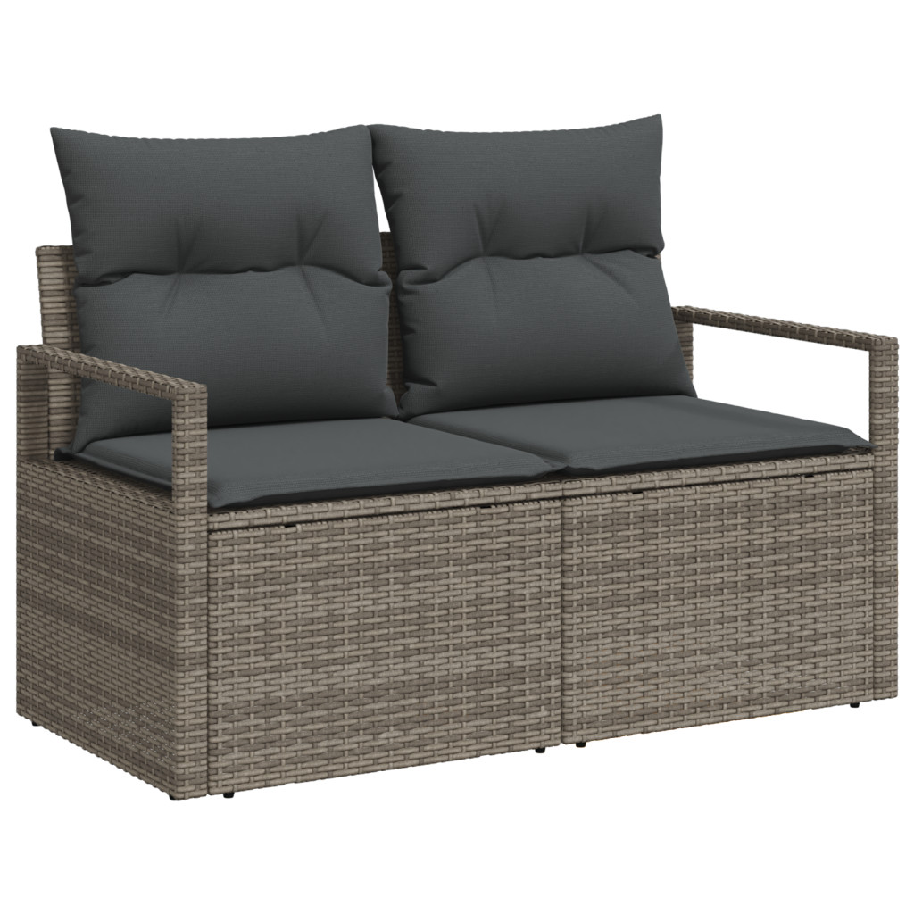 3 Darabos Kerti Kanapé Szett Párnákkal Szürke Polyrattan