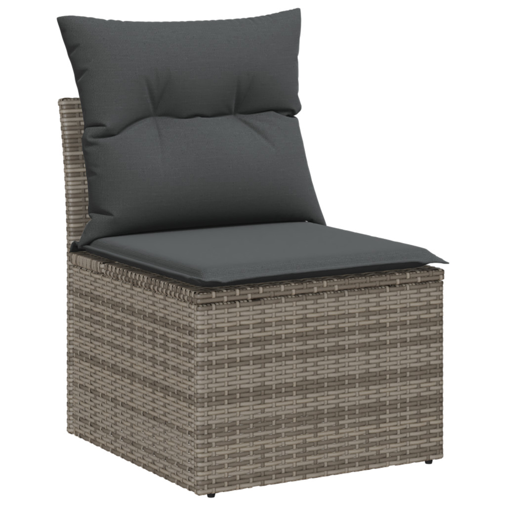 3 Darabos Kerti Kanapé Szett Párnákkal Szürke Polyrattan