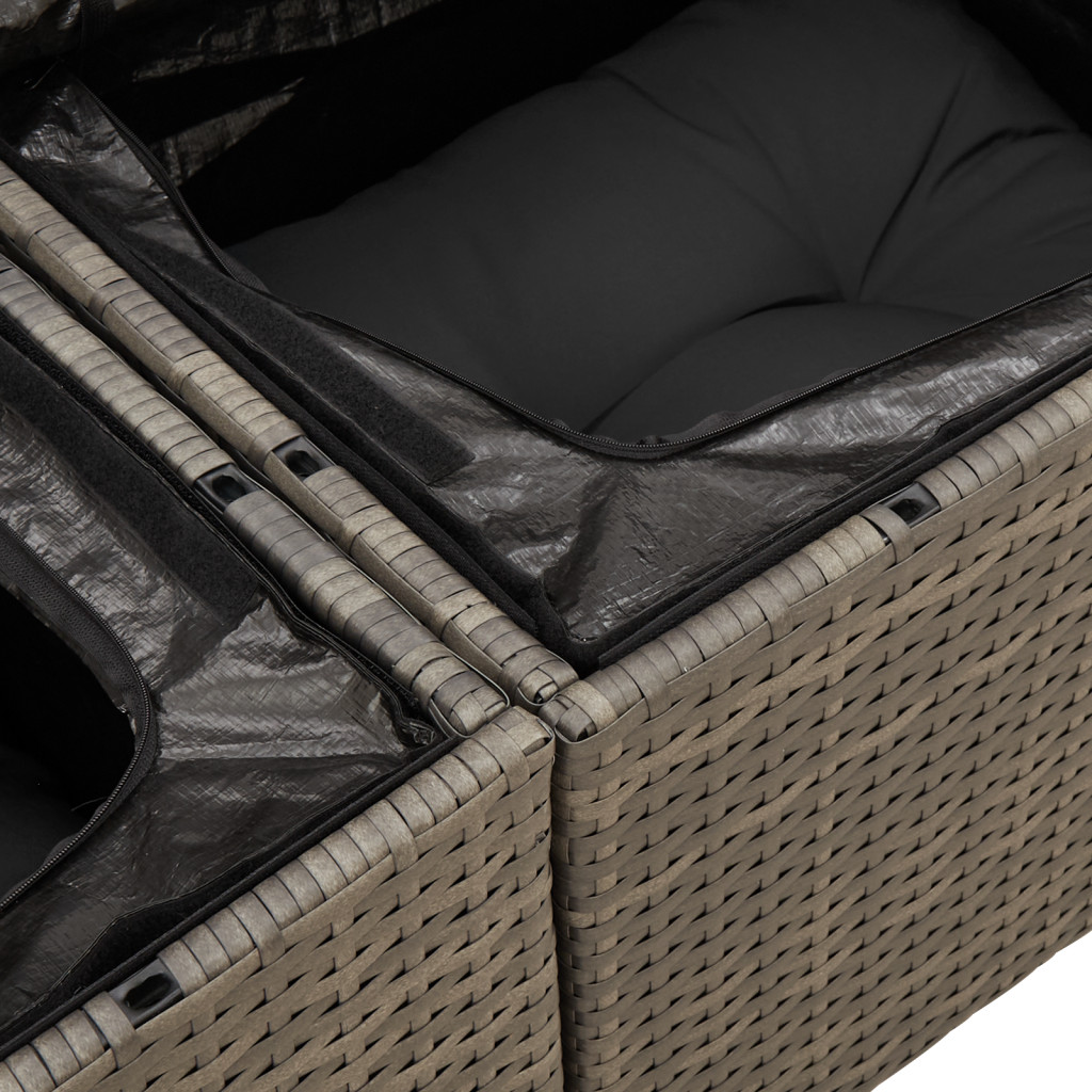 3 Darabos Kerti Kanapé Szett Párnákkal Szürke Polyrattan