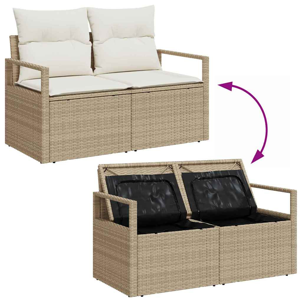 vidaXL Kanapé Szett párnával tárolóval 6 pcs Beige és krém polirattan