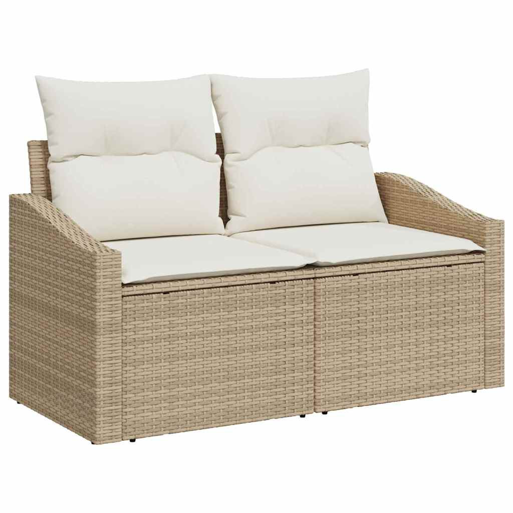 vidaXL Kert étkező szett párnával tárolóval 7 pcs Beige és krém