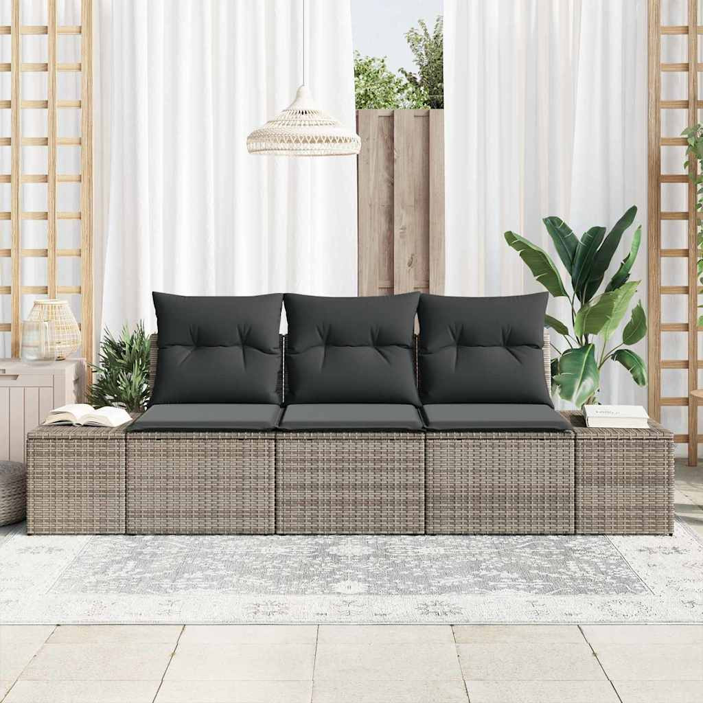 Kerti Kanapé Szett tárolóval 3 pcs Szürke polirattan