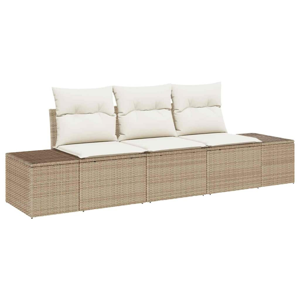 Kerti Kanapé Szett tárolóval 3 pcs Beige és krém polirattan
