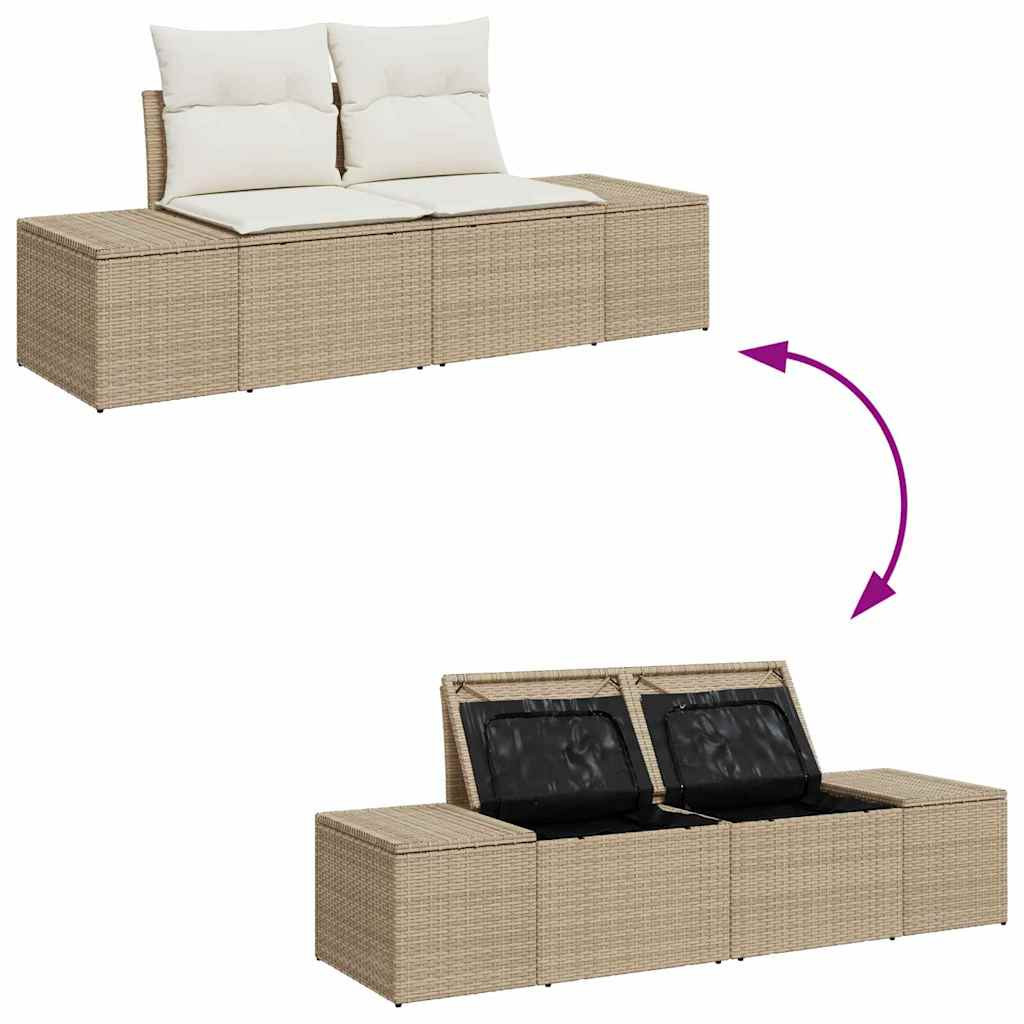 vidaXL Kerti Kanapé Szett párnával 10 pcs Beige és krém Polyrattan