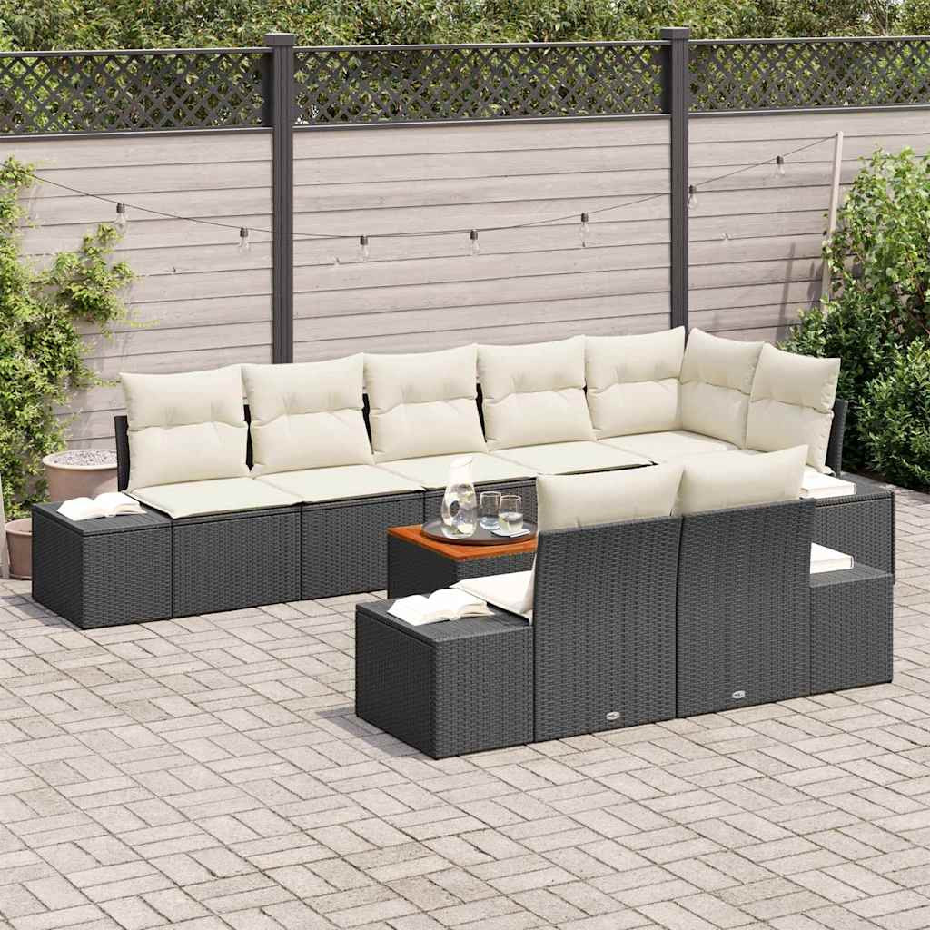 vidaXL Kerti Kanapé Szett 9 pcs Fekete és fehér