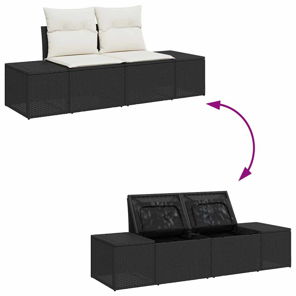 vidaXL Kerti Kanapé Szett 9 pcs Fekete és fehér