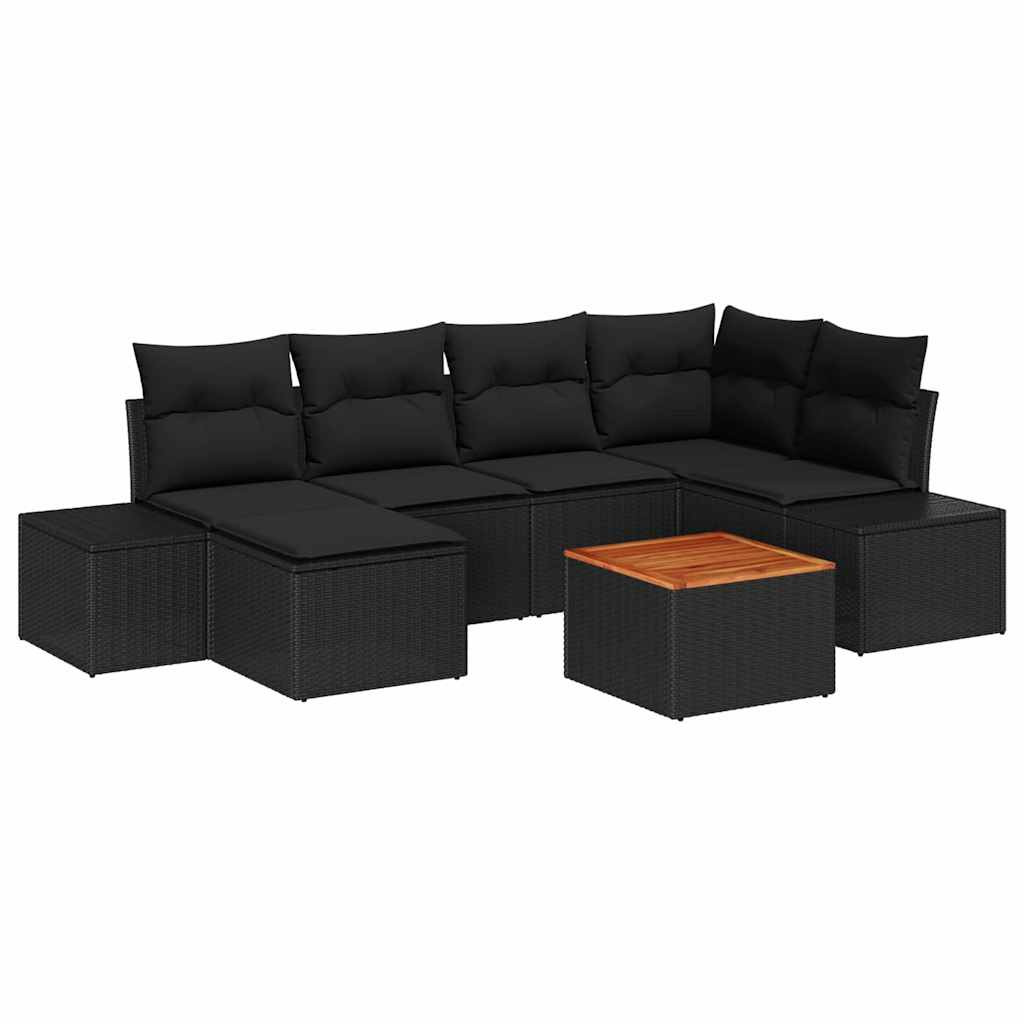 Kerti Kanapé Szett 7 pcs Fekete