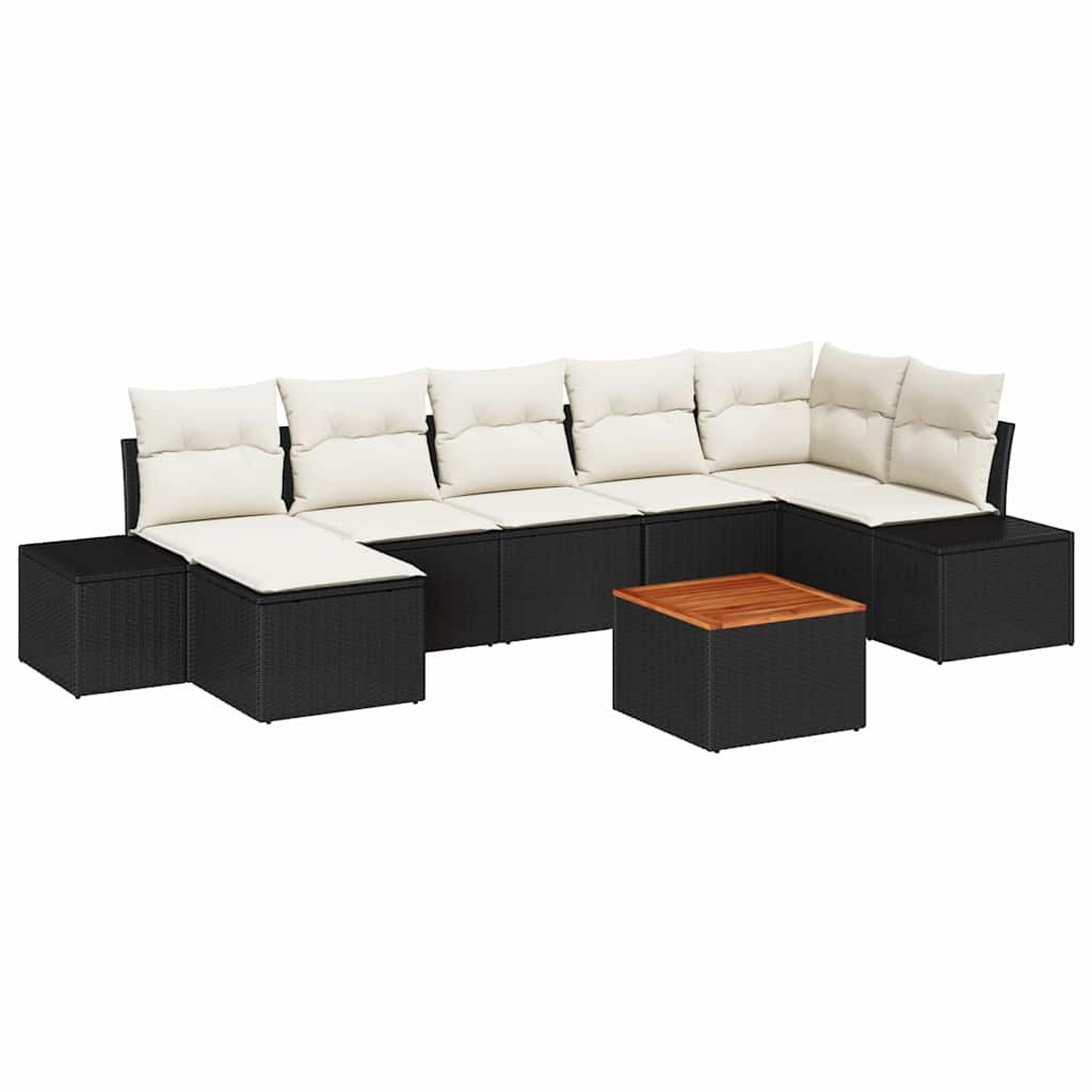 vidaXL Kerti Kanapé Szett 8 pcs Fekete és fehér