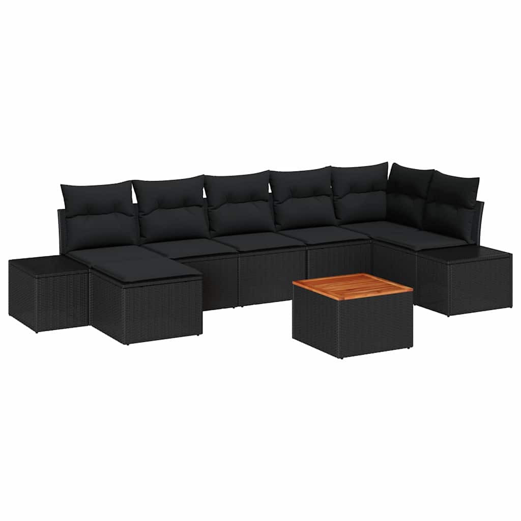 Kerti Kanapé Szett 8 pcs Fekete