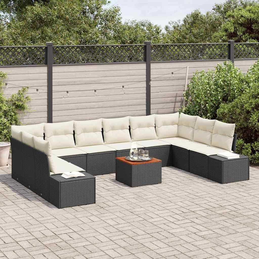 vidaXL Kerti Kanapé Szett 11 pcs Fekete és fehér