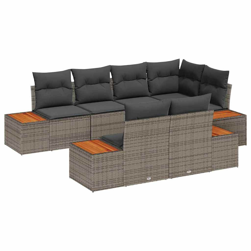 Kerti Kanapé Szett párnával tárolóval 7 pcs Szürke Polyrattan