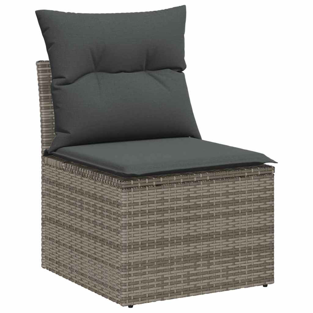 Kerti Kanapé Szett párnával tárolóval 7 pcs Szürke Polyrattan