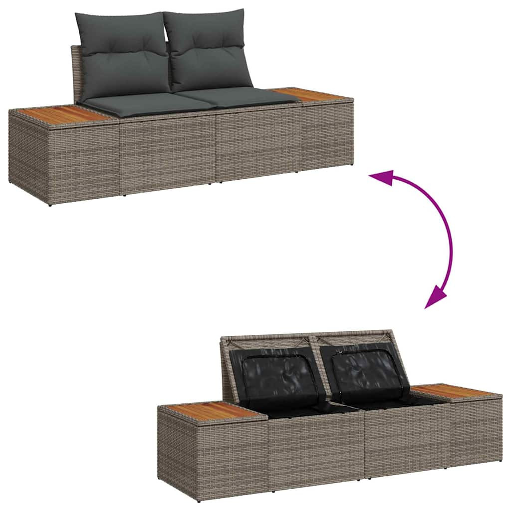 Kerti Kanapé Szett párnával tárolóval 7 pcs Szürke Polyrattan