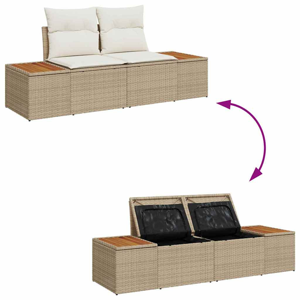vidaXL Kerti Kanapé Szett párnával 6 pcs Beige és krém Poly Rattan